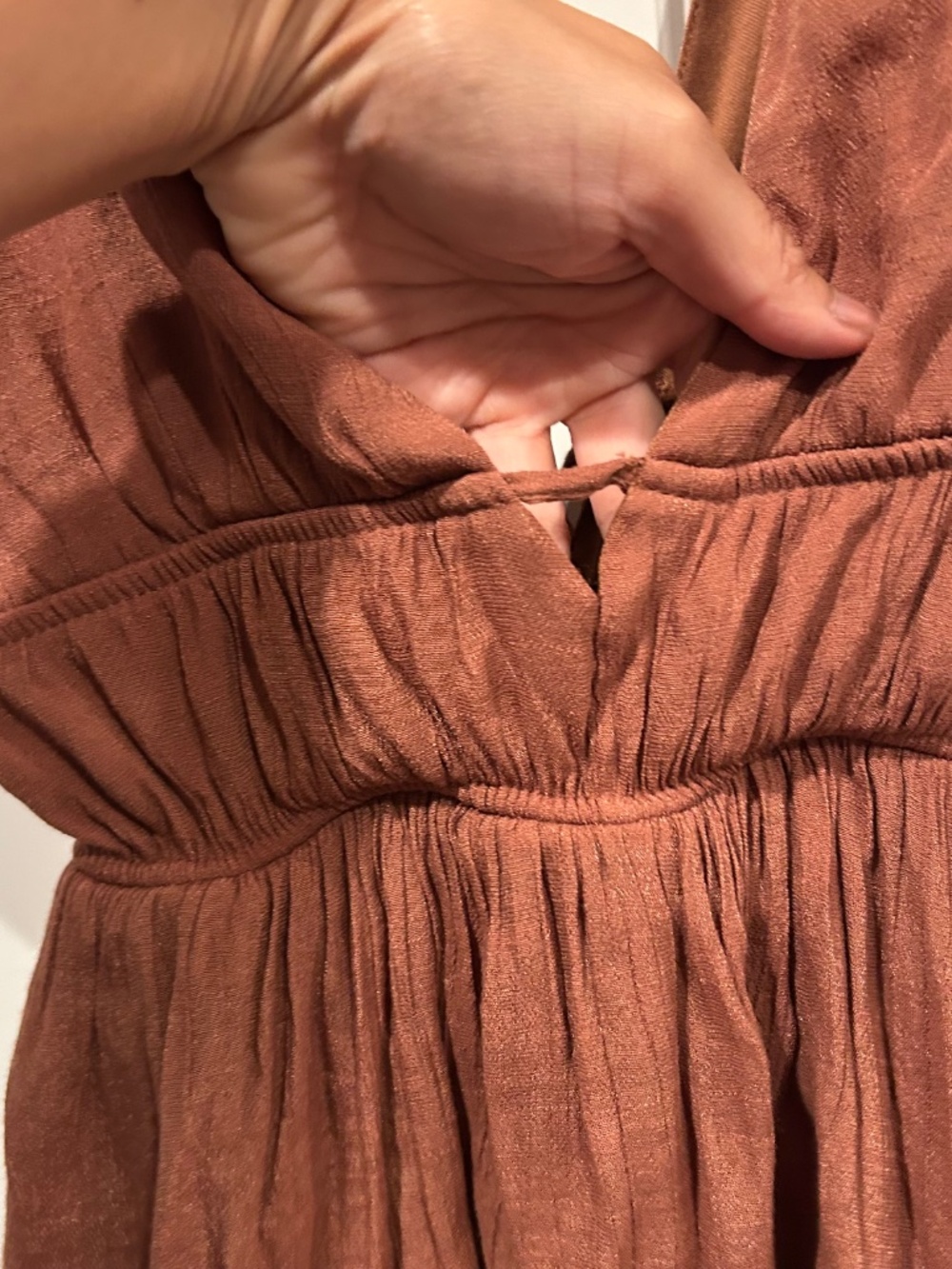 Rust Deep V Mini Dress - Picture 7 of 8